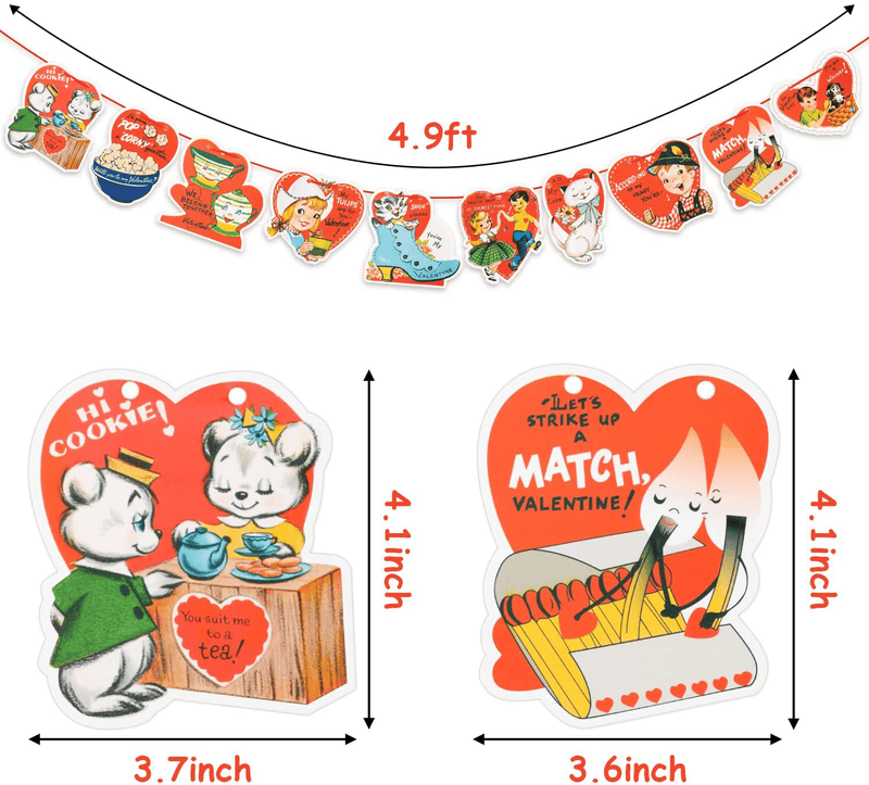 Vintage Valentine’S Day Card Hanging Banner Garlands Decoration ,Valentines Wall Hanging Banner Decor Different 10 Pattern with Rope Valentine'S Card Hanging Banner Sign Decor Vintage Theme Party Home & Garden > Decor > Seasonal & Holiday Decorations L1rabe   