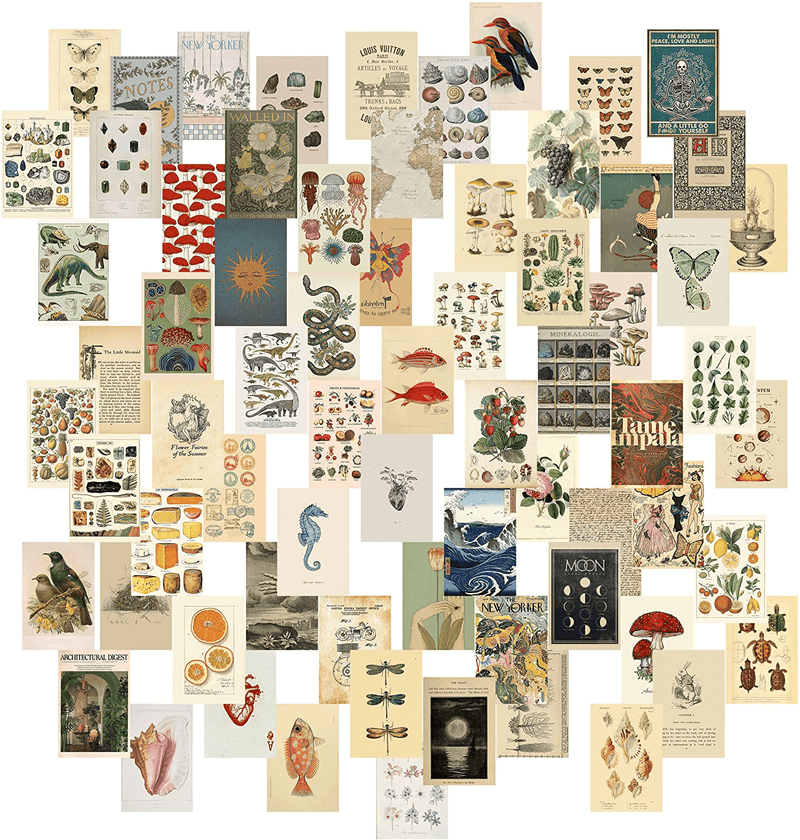 Vintage Wall Collage Kit,70 PCS 4X6 Inch, Retro Poster Aesthetic Trendy Small Posters for Dorm Bedroom Wall Decor, Wall Art Print for Girls Boy Home & Garden > Decor > Artwork > Posters, Prints, & Visual Artwork pwlsmomo   