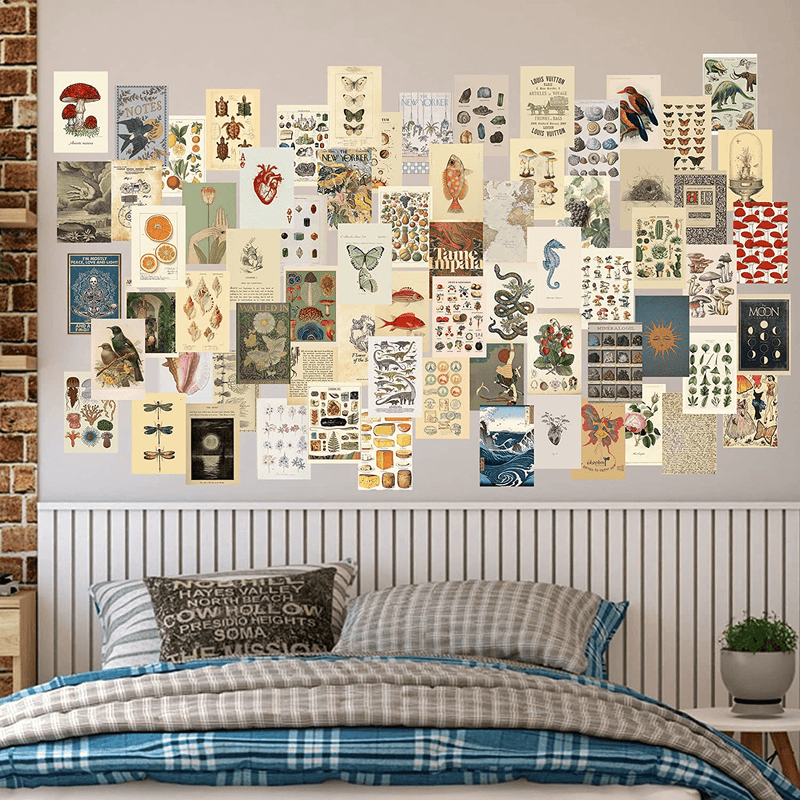 Vintage Wall Collage Kit,70 PCS 4X6 Inch, Retro Poster Aesthetic Trendy Small Posters for Dorm Bedroom Wall Decor, Wall Art Print for Girls Boy Home & Garden > Decor > Artwork > Posters, Prints, & Visual Artwork pwlsmomo   