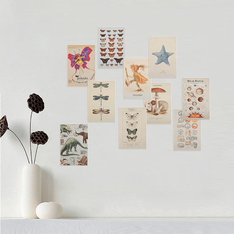 Vintage Wall Collage Kit Aesthetic Pictures Cottagecore Botanical Wall Posters for Room Decor Nature Illustration Boho Trendy Indie Wall Photo Prints for Girls Teens Bedroom School Dorm Wall Art 70PCS