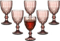 Vintage Wine Glasses Set of 6, 10 Ounces Colored Glass Water Goblets, Unique Embossed Pattern High Clear Stemmed Glassware Wedding Party Bar Drinking Cups Floral Purple Home & Garden > Kitchen & Dining > Tableware > Drinkware XKXKKE Purple  