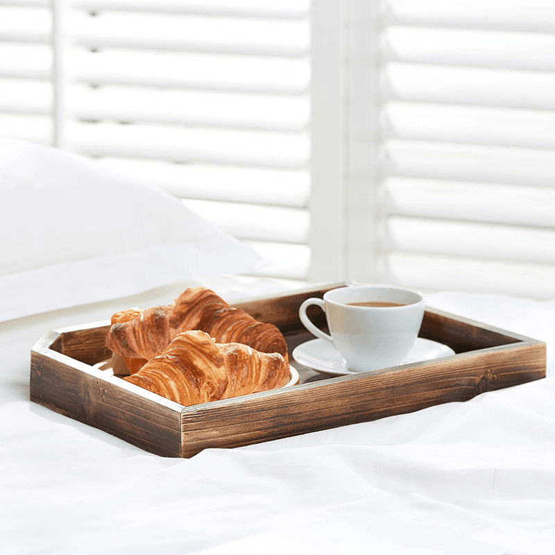 Vintage Wooden Coffee Table Display Tray/Wood Magazine and Document Holder, Dark Brown