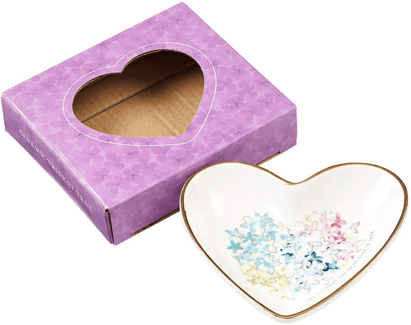 Violet Floral Heart Ceramic Trinket Tray, Violet Heart Collection