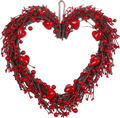 Violetevergarden Valentine’S Day Wreath,15” Heart Shaped Wreath with Red Berries and Small Pink Hearts for Valentine’S Day Wedding Festival Decor Home & Garden > Decor > Seasonal & Holiday Decorations VioletEverGarden Red  