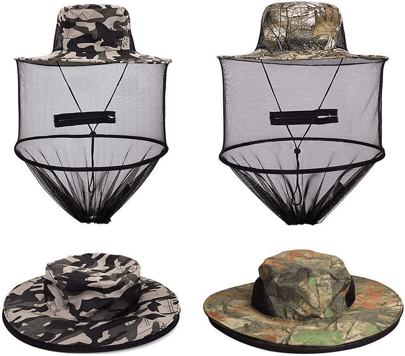 VIPITH 2 Pack Head Net Hat, Sun Hat Bucket Hat Fishing Hat with Hidden Net Mesh for Outdoor Lover Fishing Hiking Gardening Beekeeping Men or Women Armygreen Sporting Goods > Outdoor Recreation > Camping & Hiking > Mosquito Nets & Insect Screens VIPITH   