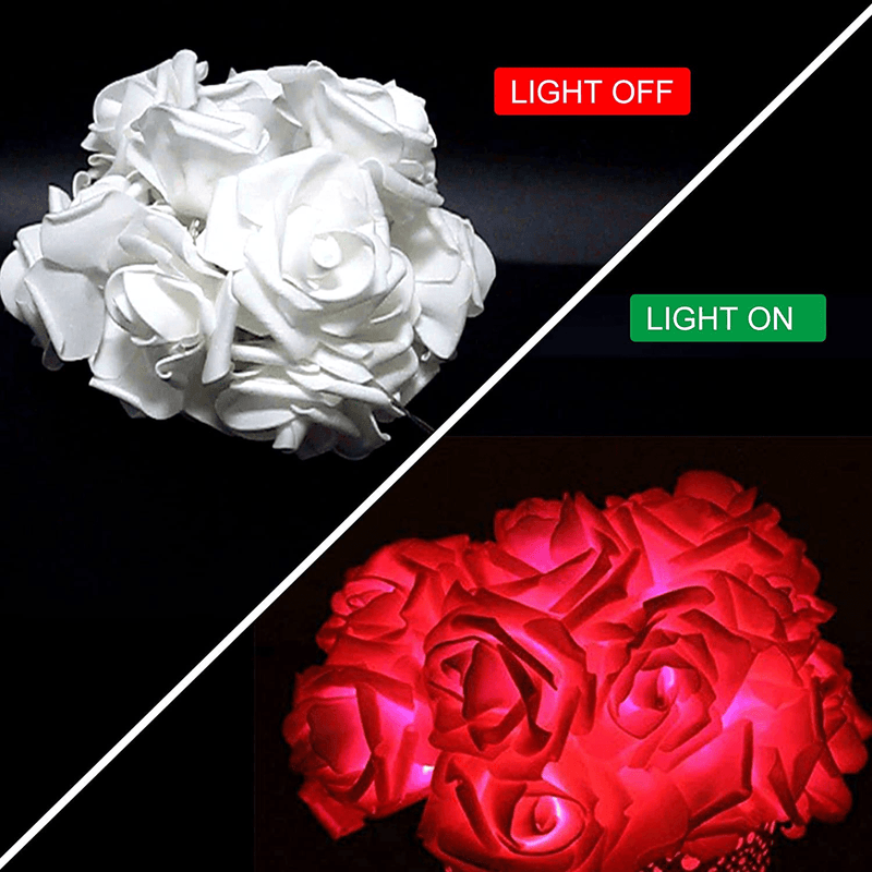 VIPMOON Rose Flower String Lights,2M 20LED Battery Operated Romantic String Lights Bright Warm Flower Rose Lamp Fairy Light for Valentine'S Day Wedding Gardens Party Christmas Decoration (Red) Home & Garden > Decor > Seasonal & Holiday Decorations VIPMOON   