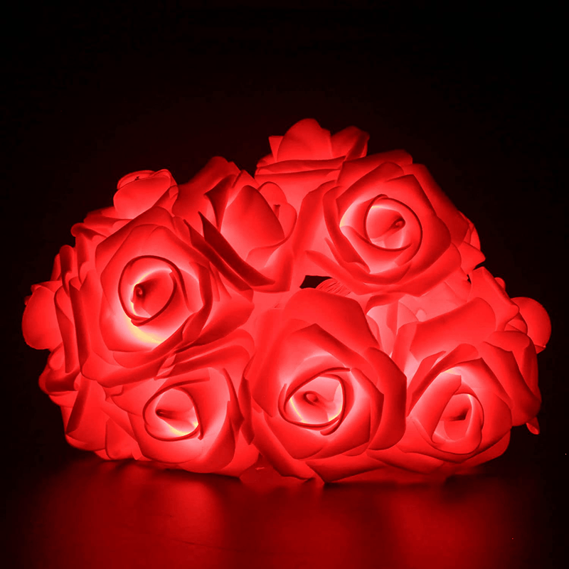 VIPMOON Rose Flower String Lights,2M 20LED Battery Operated Romantic String Lights Bright Warm Flower Rose Lamp Fairy Light for Valentine'S Day Wedding Gardens Party Christmas Decoration (Red) Home & Garden > Decor > Seasonal & Holiday Decorations VIPMOON Red  