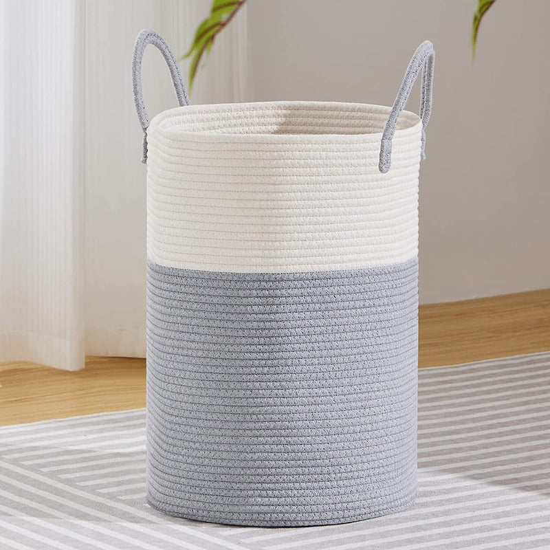 VIPOSCO Tall Laundry Hamper, Woven Rope Storage Basket for Blanket, Toys, Dirty Clothes in Living Room, Bathroom, Bedroom - 30L Brown & Black Home & Garden > Household Supplies > Storage & Organization VIPOSCO Grey 72L 