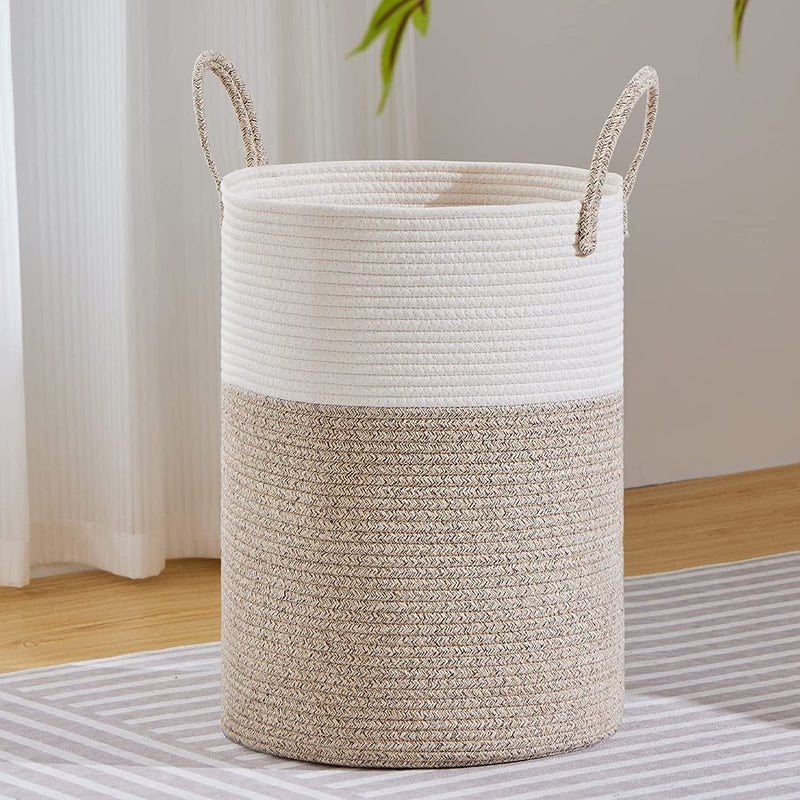 VIPOSCO Tall Laundry Hamper, Woven Rope Storage Basket for Blanket, Toys, Dirty Clothes in Living Room, Bathroom, Bedroom - 30L Brown & Black Home & Garden > Household Supplies > Storage & Organization VIPOSCO Brown 72L 