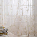VISIONTEX Sheer White Curtains, Embroidered Damask Khaki Floral Rod Pocket Pair, See through Breathable Drapes for Bedroom, Kitchen, Living Room, Set of 2, Width 54 X Length 84 Inches Home & Garden > Decor > Window Treatments > Curtains & Drapes VISIONTEX Tulip-cream 54 x 63 Inch 