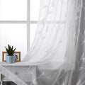 VISIONTEX Sheer White Curtains, Embroidered Damask Khaki Floral Rod Pocket Pair, See through Breathable Drapes for Bedroom, Kitchen, Living Room, Set of 2, Width 54 X Length 84 Inches Home & Garden > Decor > Window Treatments > Curtains & Drapes VISIONTEX Tulip-white 54 x 63 Inch 