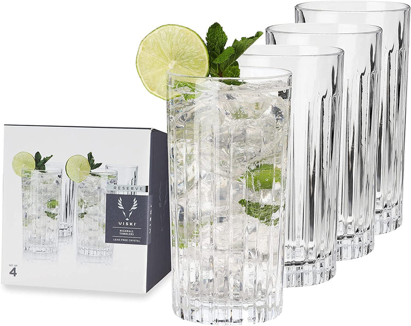 Viski Crystal Highball Glasses - European Crafted Collins Glasses Set of 4 - 14Oz Cocktail Glass for Wedding or Anniversary and Special Occasions Gift Ideas Home & Garden > Kitchen & Dining > Tableware > Drinkware Viski Highball Tumblers  
