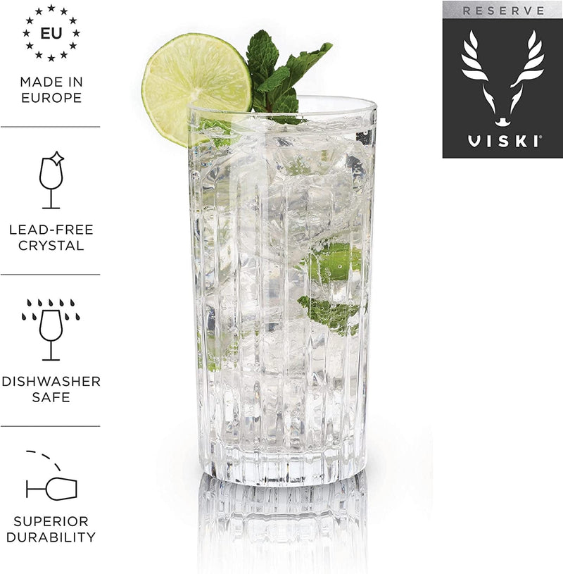 Viski Crystal Highball Glasses - European Crafted Collins Glasses Set of 4 - 14Oz Cocktail Glass for Wedding or Anniversary and Special Occasions Gift Ideas Home & Garden > Kitchen & Dining > Tableware > Drinkware Viski   