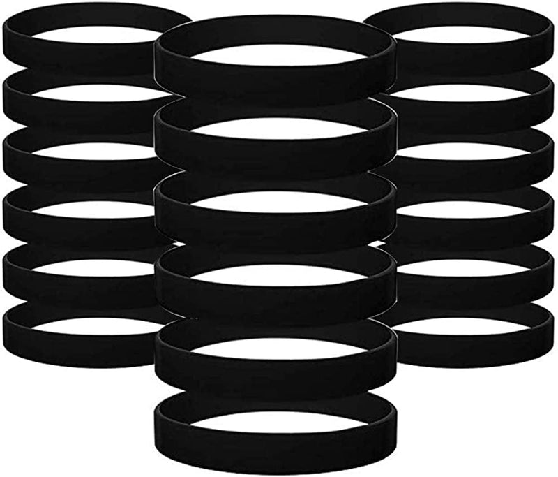 Vitalite Silicone Bracelets Blank Rubber Wristbands,50Pcs/Pack Party Accessories Sporting Goods > Outdoor Recreation > Winter Sports & Activities Vitalite Black Adult-8" 