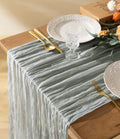 Vitalizart Cheesecloth Table Runner Peach Coral 35 X 120 Inches Gauze Tablecloth 10Ft Boho Rustic Decorations for Wedding Decor Reception Bridal Shower Holiday Party Home & Garden > Decor > Seasonal & Holiday Decorations Vitalizart Gray Blue  