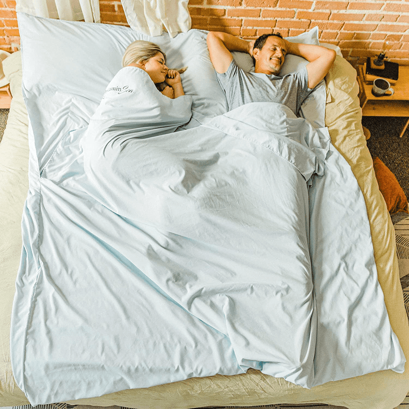 VITAMIN SEA Cotton Sleeping Bag Liner Ultralight | Camping Sheets Lightweight | Travel Sheet | Sleep Sack Adult | Travel Sheet Liners for Hotel | Double or Single Sporting Goods > Outdoor Recreation > Camping & Hiking > Sleeping Bags VITAMIN SEA   