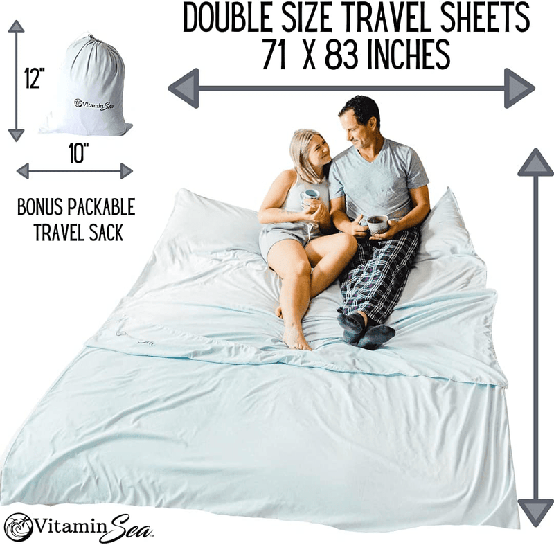 VITAMIN SEA Cotton Sleeping Bag Liner Ultralight | Camping Sheets Lightweight | Travel Sheet | Sleep Sack Adult | Travel Sheet Liners for Hotel | Double or Single Sporting Goods > Outdoor Recreation > Camping & Hiking > Sleeping Bags VITAMIN SEA   