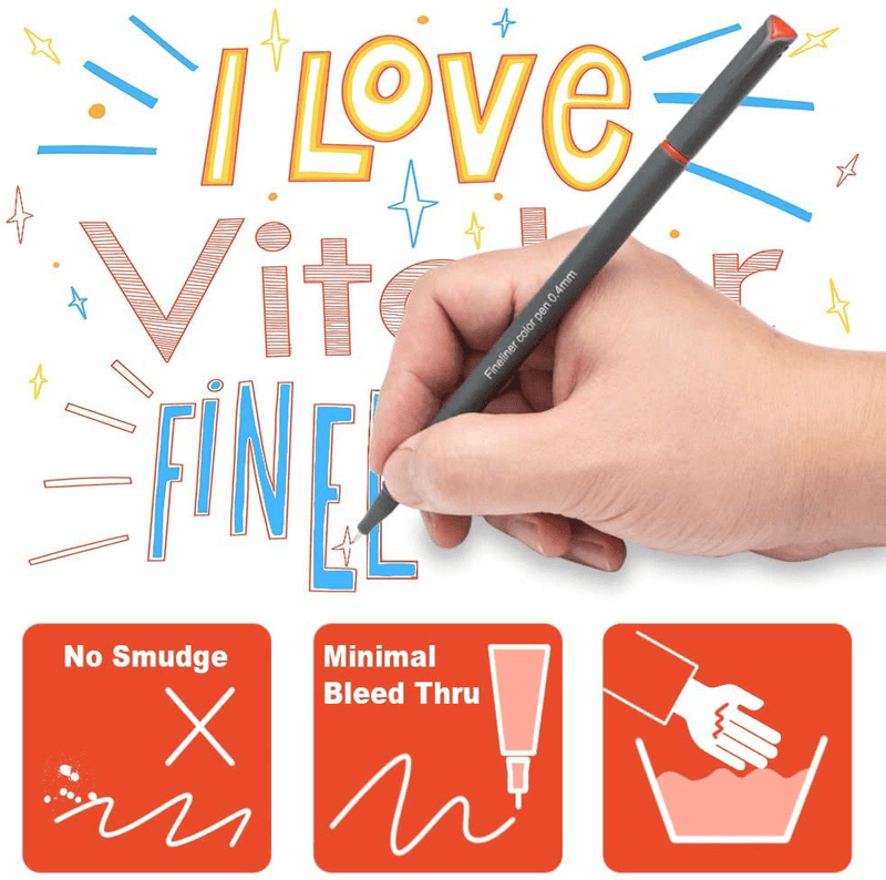 VITOLER Colored Journaling Pens, Fine Line Point Drawing Marker Pens for Writing Journaling Planner Coloring Book Sketching Taking Note Calendar Art Projects Office School Supplies (24 Colors) Office Supplies > General Office Supplies VITOLER   