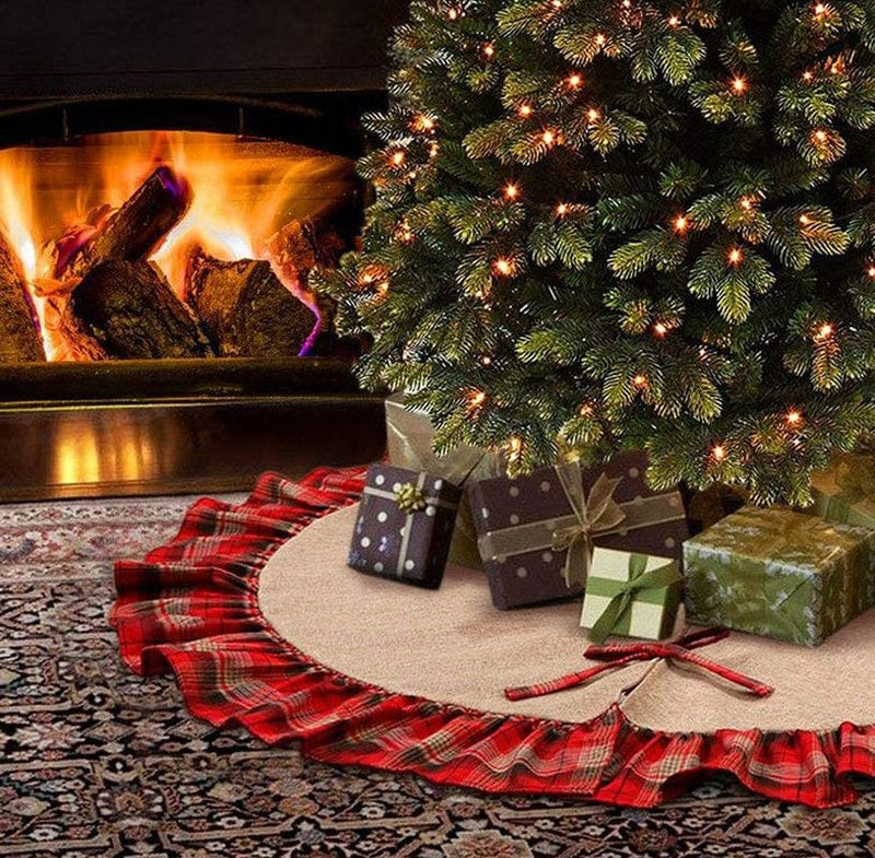 Vive Comb Multi-Color Jute Christmas Tree Skirt, 48" Home & Garden > Decor > Seasonal & Holiday Decorations > Christmas Tree Skirts VIVECOMB   