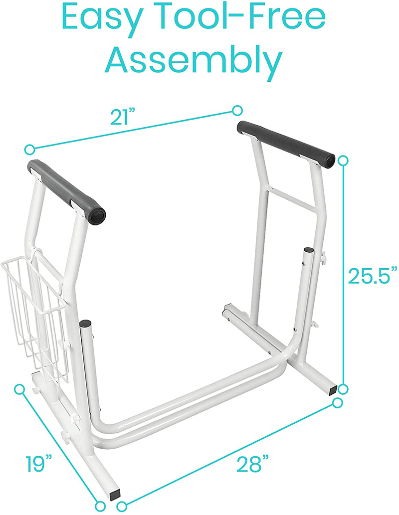 Vive Stand Alone Toilet Rail - Medical Bathroom Safety Assist Frame with Support Grab Bar Handles & Railings for Elderly, Senior, Handicap & Disabled - Freestanding Commode Stability Handrails Sporting Goods > Outdoor Recreation > Camping & Hiking > Portable Toilets & Showers Vive   