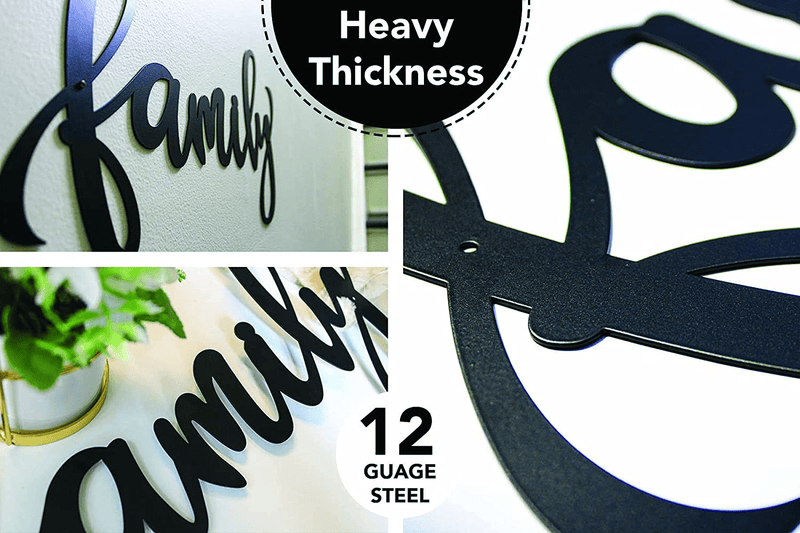 ViveGate Metal family signs for home decor Wall, 18"X9" Black Family Sign Heavy Iron Happy Family Wall Art Cut Out Plaque Family Wall Decor Home & Garden > Decor > Artwork > Sculptures & Statues Vivegate   