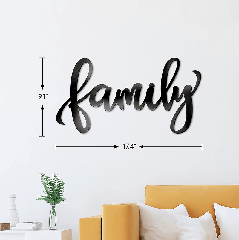 ViveGate Metal family signs for home decor Wall, 18"X9" Black Family Sign Heavy Iron Happy Family Wall Art Cut Out Plaque Family Wall Decor Home & Garden > Decor > Artwork > Sculptures & Statues Vivegate   
