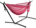 Vivere Double Cotton Hammock with Space Saving Steel Stand, Tropical (450 lb Capacity - Premium Carry Bag Included) Home & Garden > Lawn & Garden > Outdoor Living > Hammocks Vivere Rose and Celeste  