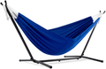 Vivere Double Cotton Hammock with Space Saving Steel Stand, Tropical (450 lb Capacity - Premium Carry Bag Included) Home & Garden > Lawn & Garden > Outdoor Living > Hammocks Vivere Royal Blue  