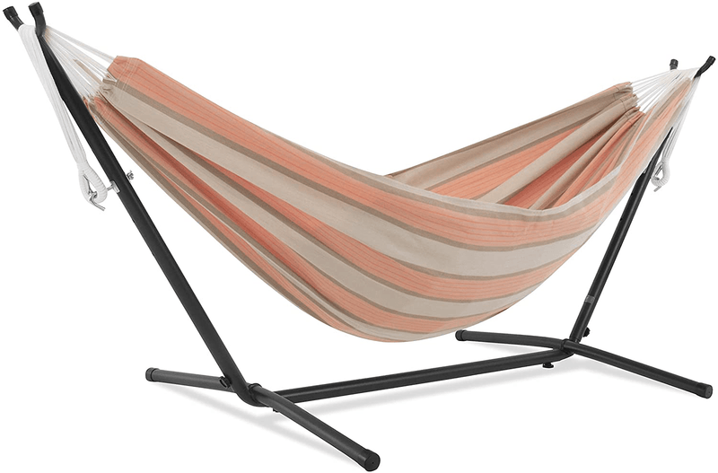 Vivere Double Cotton Hammock with Space Saving Steel Stand, Tropical (450 lb Capacity - Premium Carry Bag Included) Home & Garden > Lawn & Garden > Outdoor Living > Hammocks Vivere Cameo  