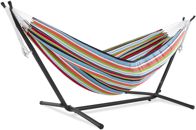 Vivere Double Cotton Hammock with Space Saving Steel Stand, Tropical (450 lb Capacity - Premium Carry Bag Included) Home & Garden > Lawn & Garden > Outdoor Living > Hammocks Vivere Carousel Confetti With Charcoal Frame  
