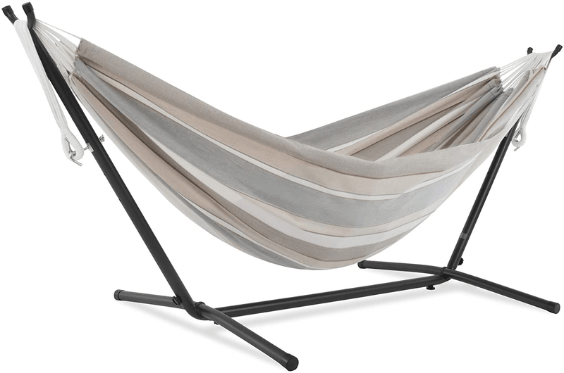 Vivere Double Cotton Hammock with Space Saving Steel Stand, Tropical (450 lb Capacity - Premium Carry Bag Included) Home & Garden > Lawn & Garden > Outdoor Living > Hammocks Vivere Dove  