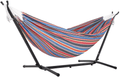 Vivere Double Cotton Hammock with Space Saving Steel Stand, Tropical (450 lb Capacity - Premium Carry Bag Included) Home & Garden > Lawn & Garden > Outdoor Living > Hammocks Vivere Techno  