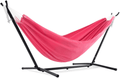 Vivere Double Cotton Hammock with Space Saving Steel Stand, Tropical (450 lb Capacity - Premium Carry Bag Included) Home & Garden > Lawn & Garden > Outdoor Living > Hammocks Vivere Hot Pink  