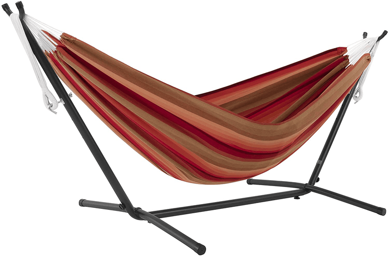 Vivere Double Cotton Hammock with Space Saving Steel Stand, Tropical (450 lb Capacity - Premium Carry Bag Included) Home & Garden > Lawn & Garden > Outdoor Living > Hammocks Vivere Sunset  