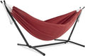 Vivere Double Cotton Hammock with Space Saving Steel Stand, Tropical (450 lb Capacity - Premium Carry Bag Included) Home & Garden > Lawn & Garden > Outdoor Living > Hammocks Vivere Crimson  