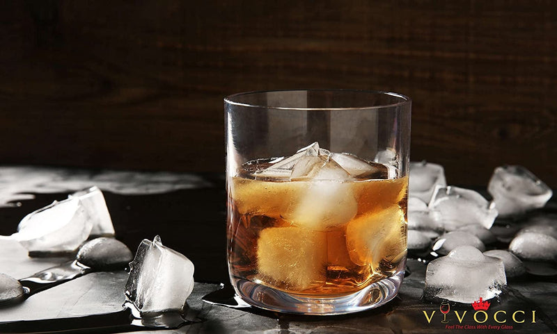 Vivocci Unbreakable Tritan Plastic Rocks 12.5 Oz Whiskey & Double Old Fashioned Glasses | Thumb Indent Base | Ideal for Bourbon & Scotch | Perfect for Homes & Bars | Dishwasher Safe Barware | Set of 4 Home & Garden > Kitchen & Dining > Barware Vivocci   
