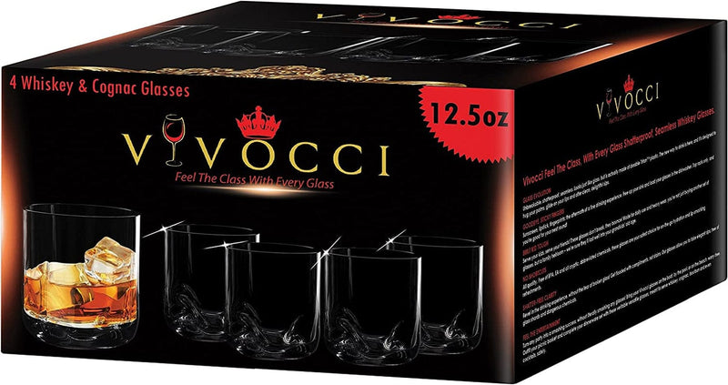 Vivocci Unbreakable Tritan Plastic Rocks 12.5 Oz Whiskey & Double Old Fashioned Glasses | Thumb Indent Base | Ideal for Bourbon & Scotch | Perfect for Homes & Bars | Dishwasher Safe Barware | Set of 4 Home & Garden > Kitchen & Dining > Barware Vivocci   