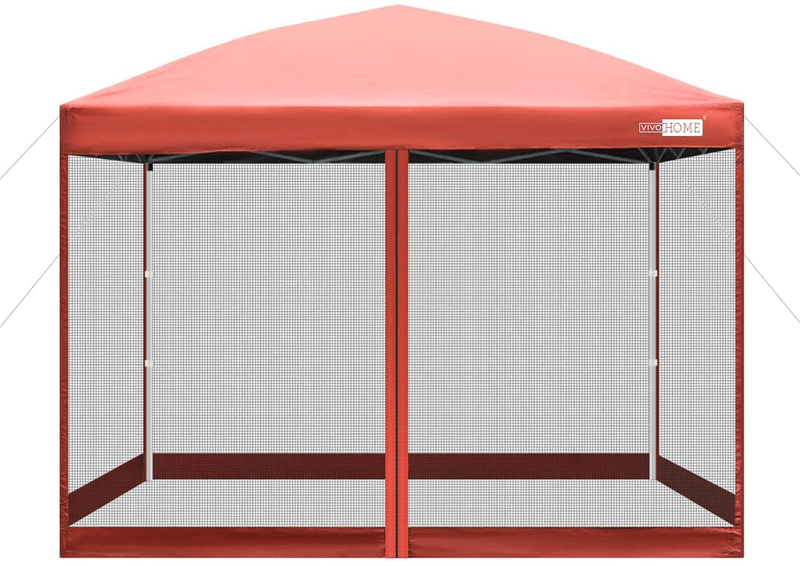 VIVOHOME 210D Oxford Outdoor Easy Pop up Canopy Screen Party Tent with Mesh Side Walls (8 X 8 FT, Red) Sporting Goods > Outdoor Recreation > Camping & Hiking > Mosquito Nets & Insect Screens VIVOHOME Red 8 x 8 FT 