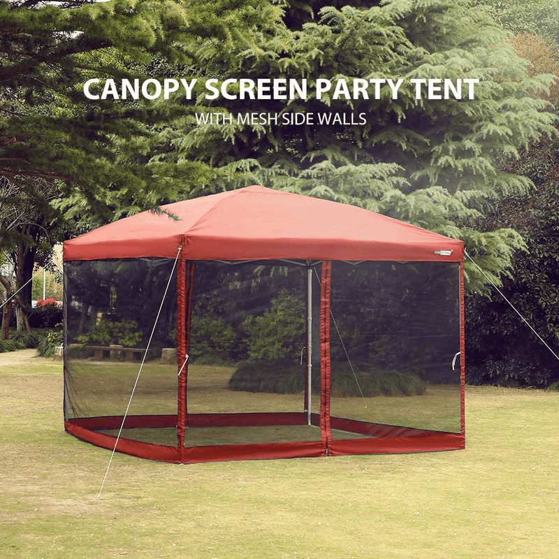 VIVOHOME 210D Oxford Outdoor Easy Pop up Canopy Screen Party Tent with Mesh Side Walls (8 X 8 FT, Red) Sporting Goods > Outdoor Recreation > Camping & Hiking > Mosquito Nets & Insect Screens VIVOHOME   
