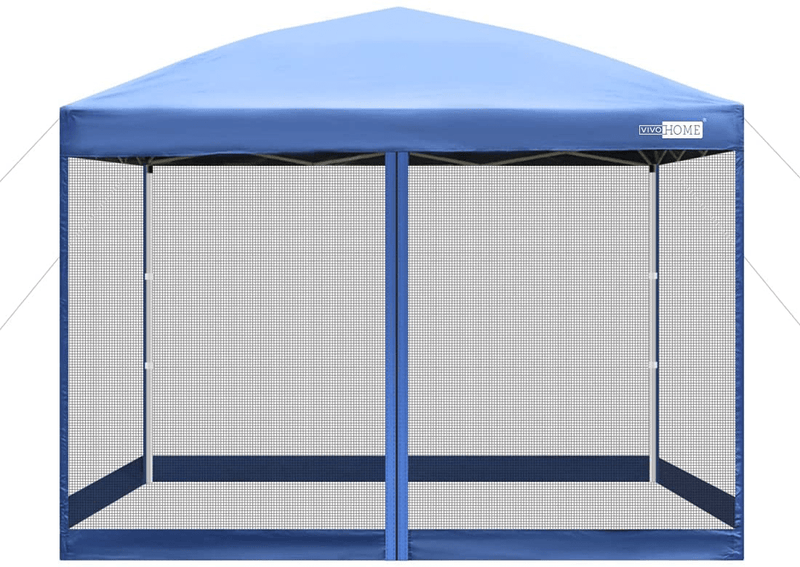 VIVOHOME 210D Oxford Outdoor Easy Pop Up Canopy Screen Party Tent with Mesh Side Walls Blue 10 x 10 Feet Home & Garden > Lawn & Garden > Outdoor Living > Outdoor Structures > Canopies & Gazebos VIVOHOME Blue 8 x 8 FT 