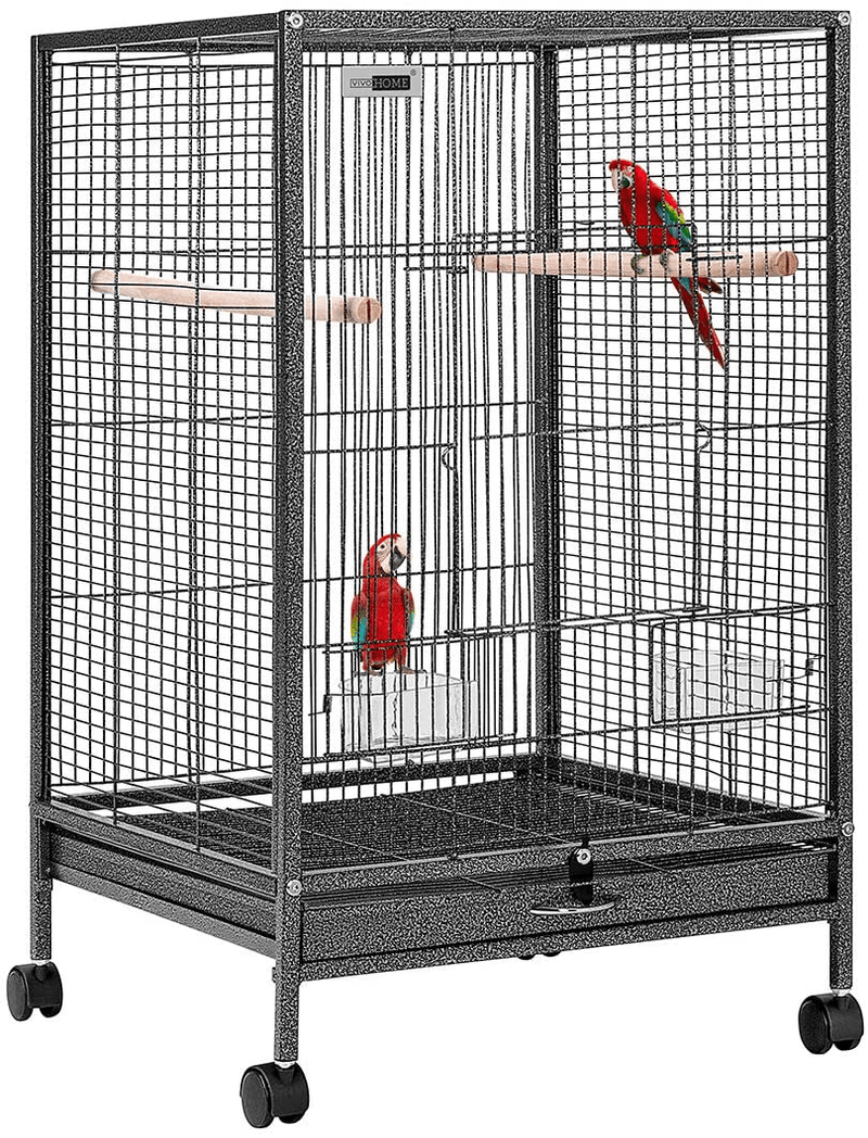 VIVOHOME 30 Inch Height Wrought Iron Bird Cage with Rolling Stand for Parrots Conure Lovebird Cockatiel Animals & Pet Supplies > Pet Supplies > Bird Supplies > Bird Cages & Stands VIVOHOME Default Title  
