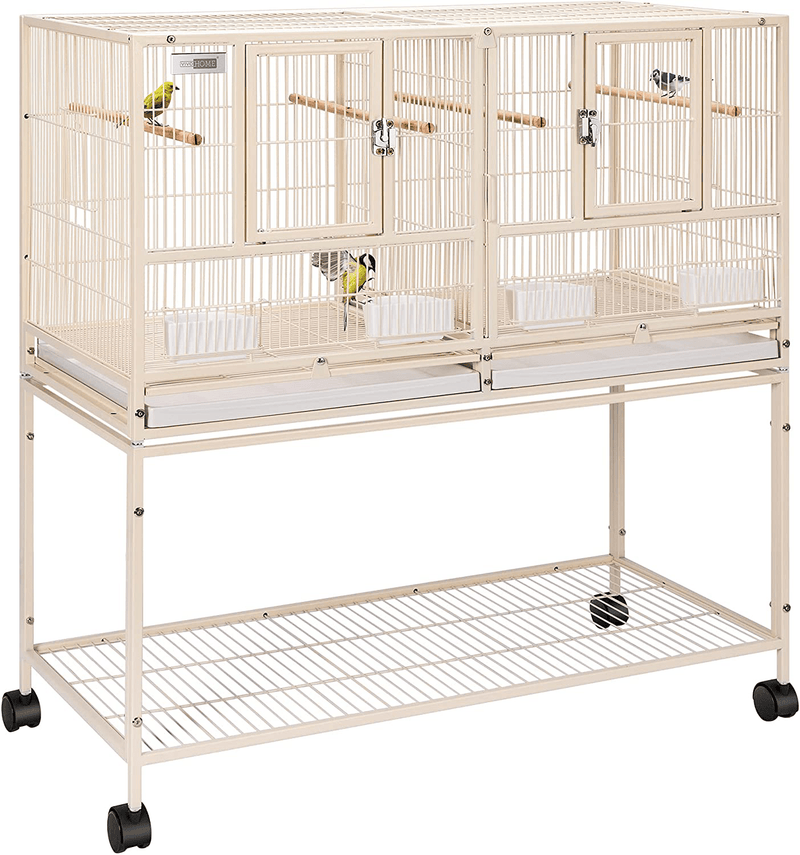 VIVOHOME 41.5 Inch Stackable Divided Breeding Iron Bird Cage Parakeet House with Rolling Stand for Canaries Cockatiels Lovebirds Finches Budgies Small Parrots Animals & Pet Supplies > Pet Supplies > Bird Supplies > Bird Cages & Stands VIVOHOME Default Title  