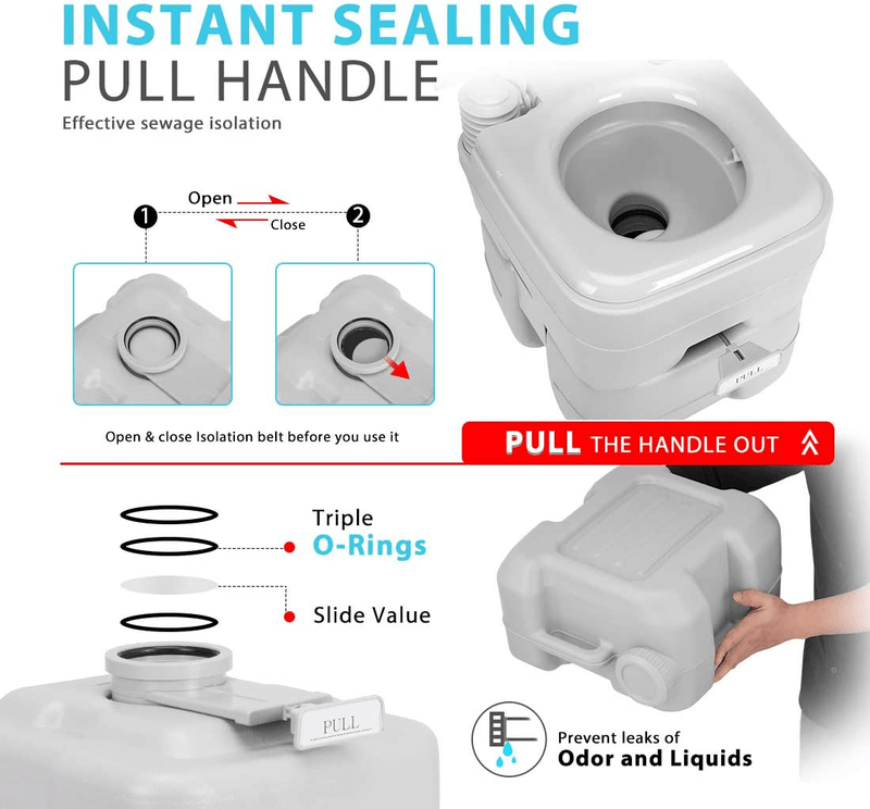 VIVOHOME 5.3 Gallon Waste Tank Portable Indoor Outdoor Toilet Compact Double-Outlet Commode with Anti-Leak Seal Ring and Cleaning Brush for Travel Camping RV Boating Fishing Sporting Goods > Outdoor Recreation > Camping & Hiking > Portable Toilets & Showers VIVOHOME   