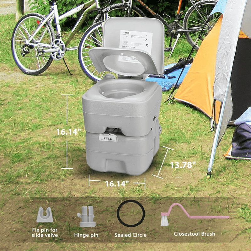 VIVOHOME 5.3 Gallon Waste Tank Portable Indoor Outdoor Toilet Compact Double-Outlet Commode with Anti-Leak Seal Ring and Cleaning Brush for Travel Camping RV Boating Fishing