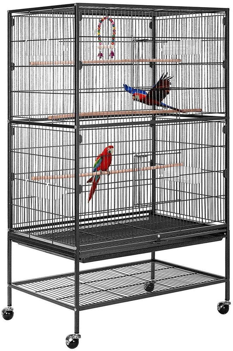 VIVOHOME 53 Inch Wrought Iron Large Bird Cage with Rolling Stand for Parrots Conures Lovebird Cockatiel Parakeets Animals & Pet Supplies > Pet Supplies > Bird Supplies > Bird Cages & Stands VIVOHOME Default Title  