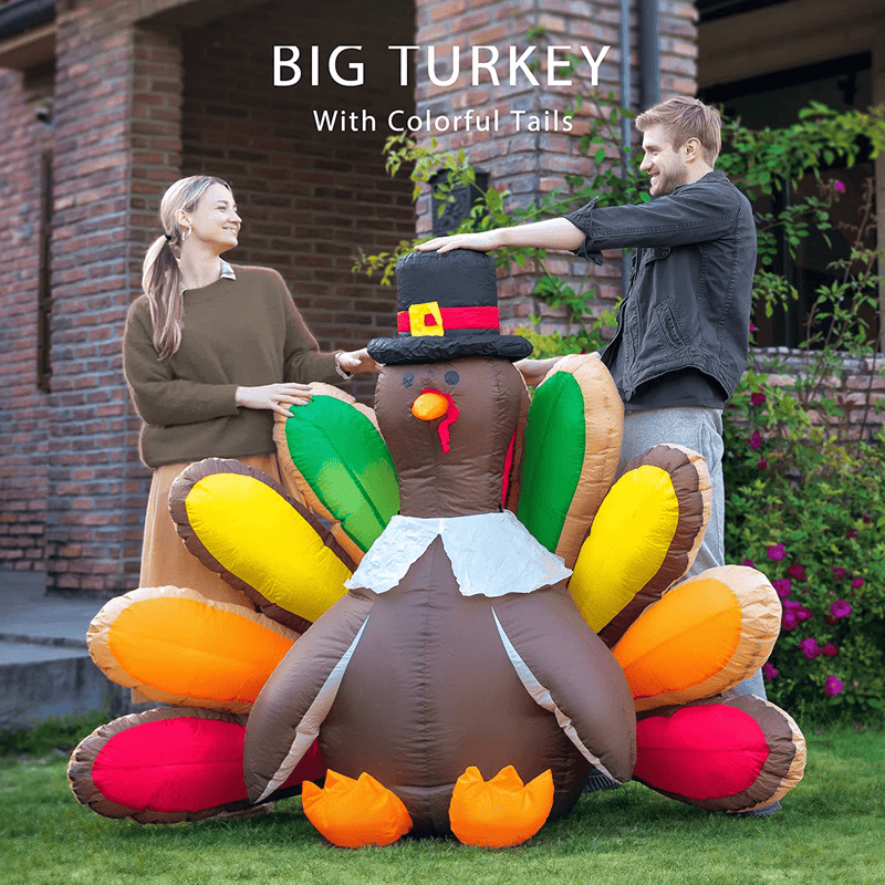 VIVOHOME 5ft Height Thanksgiving Inflatable LED Lighted Turkey with Hat Blow up Outdoor Lawn Yard Decoration Home & Garden > Decor > Seasonal & Holiday Decorations& Garden > Decor > Seasonal & Holiday Decorations VIVOHOME   