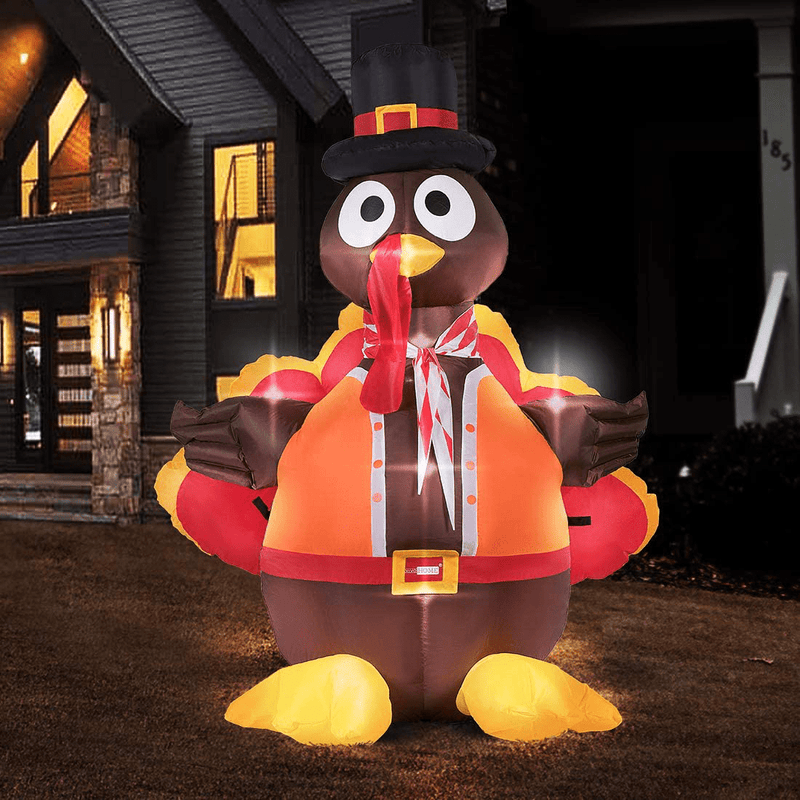 VIVOHOME 5ft Height Thanksgiving Inflatable LED Lighted Turkey with Hat Blow up Outdoor Lawn Yard Decoration Home & Garden > Decor > Seasonal & Holiday Decorations& Garden > Decor > Seasonal & Holiday Decorations VIVOHOME Turkey with Hat  