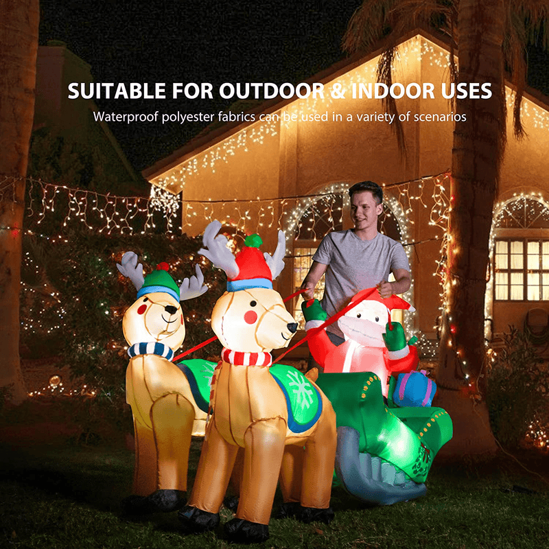 VIVOHOME 6.9ft Long Christmas Inflatable LED Lighted Santa on Sleigh with Reindeers and Gift Boxes Blow up Outdoor Yard Decoration Home & Garden > Decor > Seasonal & Holiday Decorations& Garden > Decor > Seasonal & Holiday Decorations VIVOHOME   