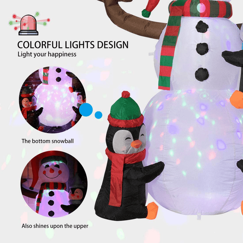 VIVOHOME 6ft Height Christmas Inflatable Snowman and Penguins with Colorful Rotating Led Lights Blow up Outdoor Yard Decoration Home & Garden > Decor > Seasonal & Holiday Decorations& Garden > Decor > Seasonal & Holiday Decorations VIVOHOME   