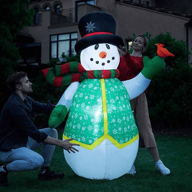 VIVOHOME 6ft Height Christmas Inflatable Snowman and Penguins with Colorful Rotating Led Lights Blow up Outdoor Yard Decoration Home & Garden > Decor > Seasonal & Holiday Decorations& Garden > Decor > Seasonal & Holiday Decorations VIVOHOME Snowman with Bird  